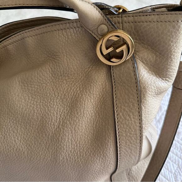 Gucci Miss GG Convertible Tote Leather Medium Neutral Zip Top Closure Large Bag - Picture 7 of 16